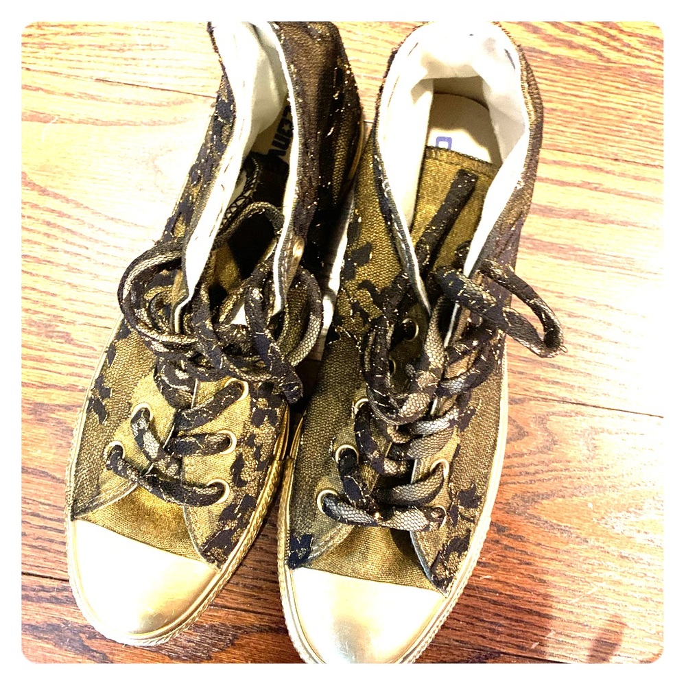 Custom black lace converse sneakers